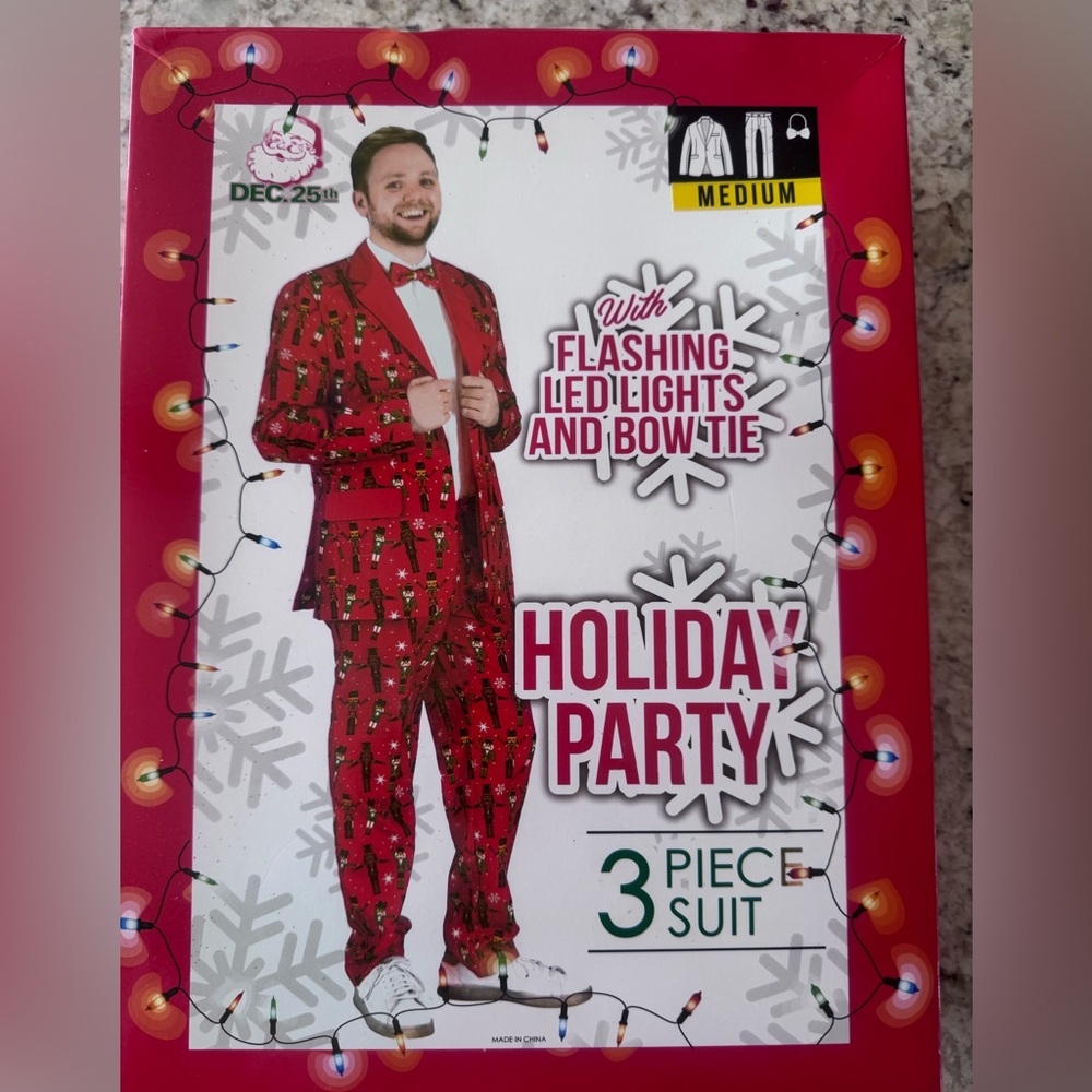 Holiday Party 3-Piece Suit with Flashing LED Lights MEDIUM